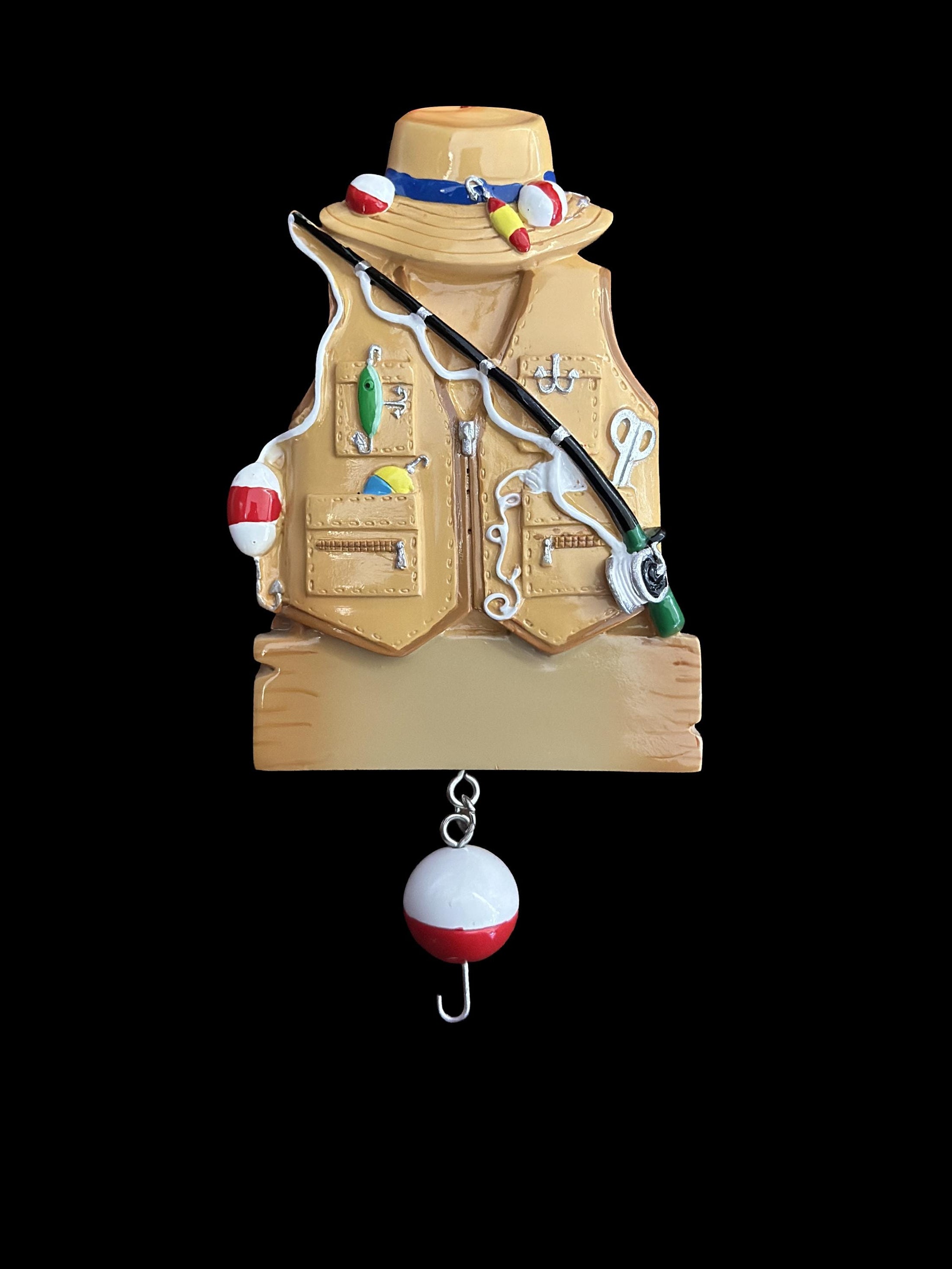 Fishing Ornament Personalized | Fisher Vest Ornament | Custom Fisherman Gift | Unique Christmas Keepsake