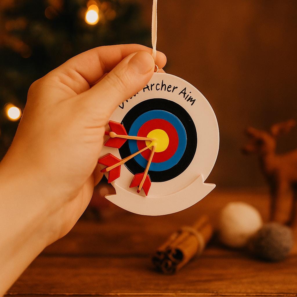 Personalized archery ornament featuring a colorful target and arrows design, customized with a name and year. Perfect for archery lovers, hunters, target shooting fans, and outdoor sports enthusiasts. This unique Christmas ornament celebrates precision, focus, and passion for archery, making it a meaningful holiday keepsake or gift for athletes, hobbyists, and competitive shooters.
