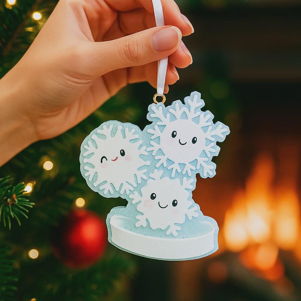 Family of 3 Snowflake Ornament | Personalized Christmas Ornament | Custom Name Winter Decoration | Holiday Keepsake for Families