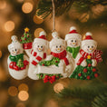 Load image into Gallery viewer, Family of 5 Christmas Snowman Ornament | Personalized Snow Family Decor | Custom Names Year Holiday Keepsake
