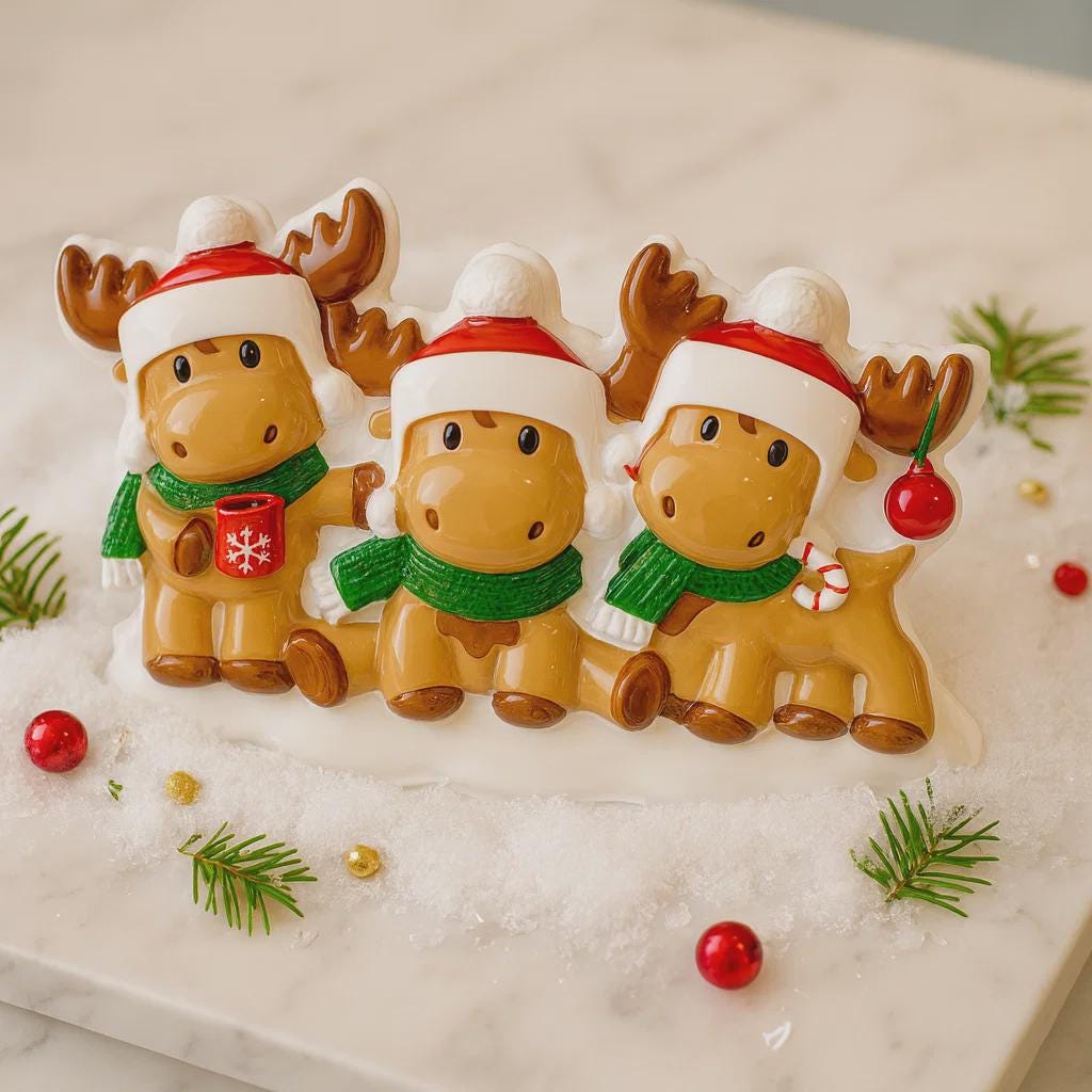 Reindeer Family of 3 Christmas Ornament | Personalized Names and Year | Winter Tree Decor Keepsake
