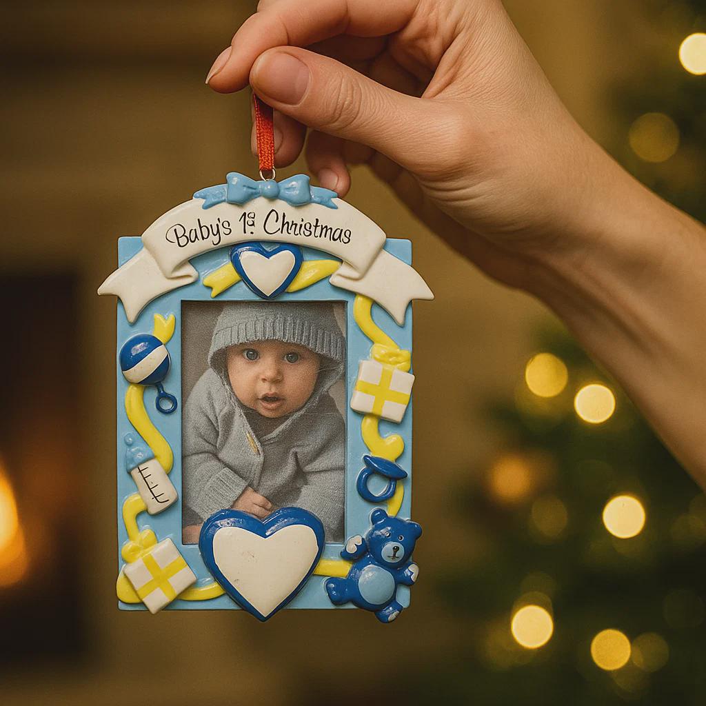 Personalized Baby's First Christmas Photo Frame Ornament
