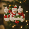 Load image into Gallery viewer, Snowman Family of 3 Christmas Ornament | Personalized Names and Year | Winter Tree Decor Keepsake
