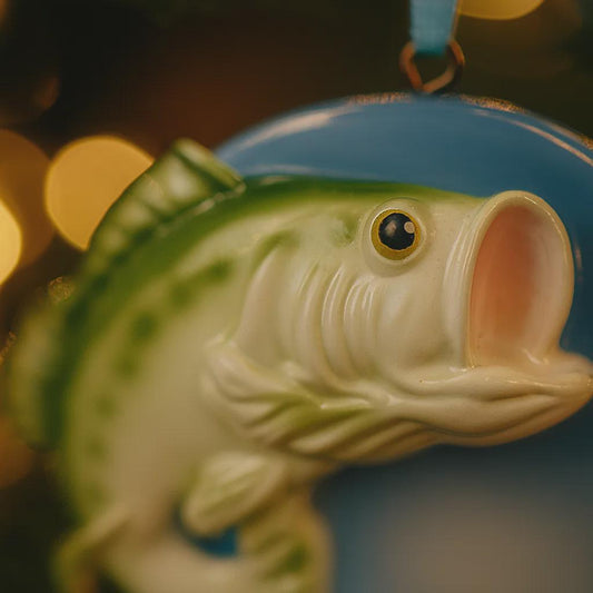 Decorative Bass fish ornament with a blurred background