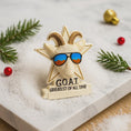 Load image into Gallery viewer, Decorative figurine of a goat wearing sunglasses with 'G.O.

