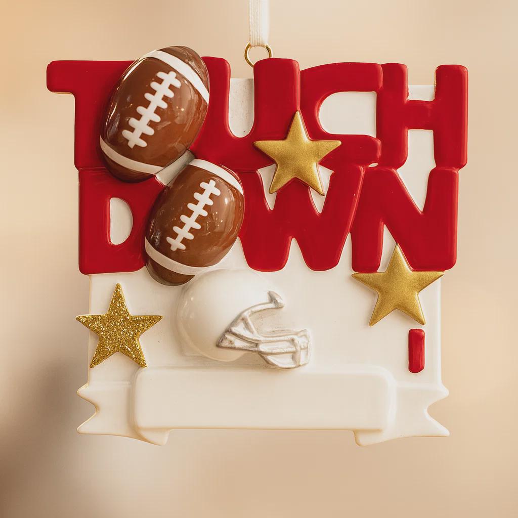 Personalized Touchdown Ornament | Custom Name Christmas Football Keepsake for Kids and Football Fans