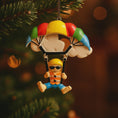 Load image into Gallery viewer, Personalized Parachute Ornament | Custom Name Christmas Gift | Skydiver Holiday Decoration for Kids and Adventurers
