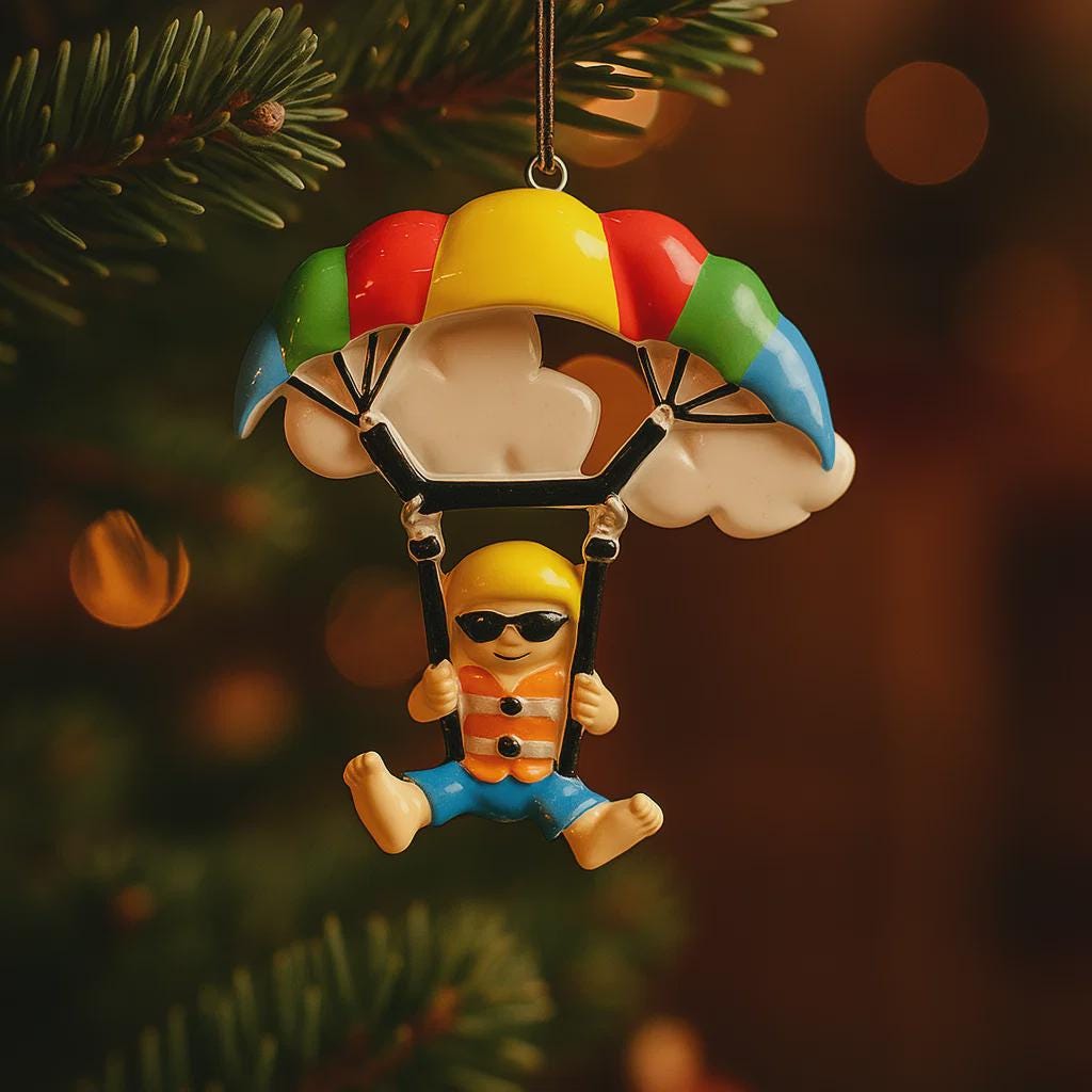 Personalized Parachute Ornament | Custom Name Christmas Gift | Skydiver Holiday Decoration for Kids and Adventurers