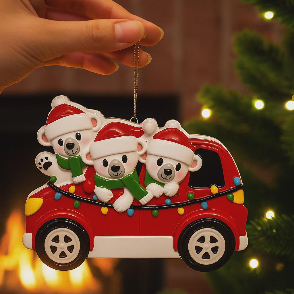 Personalized 3 Family Ornament Polar Bear| Personalized Christmas Keepsake