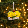 Load image into Gallery viewer, Personalized taco couple ornament featuring a playful and colorful design celebrating love and togetherness. This cute Christmas ornament can be customized with two names and a family name or year, making it perfect for couples, partners, newlyweds, engagements, anniversaries, Valentine’s Day, or fun holiday gifts. A joyful keepsake that represents shared laughter, connection, and memorable moments together.


