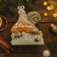 Load image into Gallery viewer, Personalized Snail & Mushroom Ornament | Custom Name Woodland Keepsake
