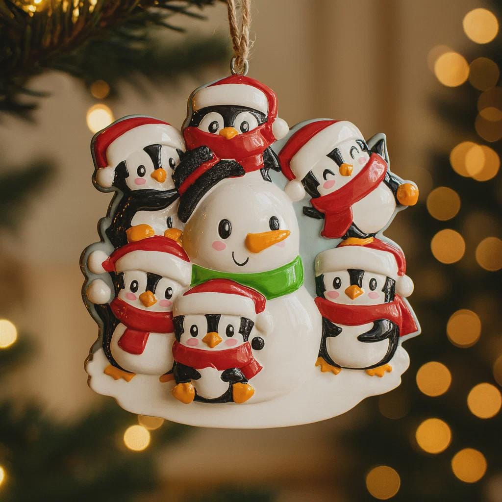 Family of 6 Christmas Ornament | Personalized Snow Family Decor | Custom Names Year Holiday Keepsake