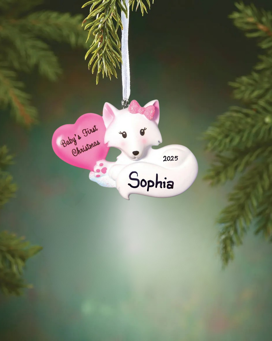 Baby Fox (Pink) Christmas Ornament-OR1501-G