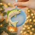 Load image into Gallery viewer, Decorative fish ornament on a blue ball with a festive background

