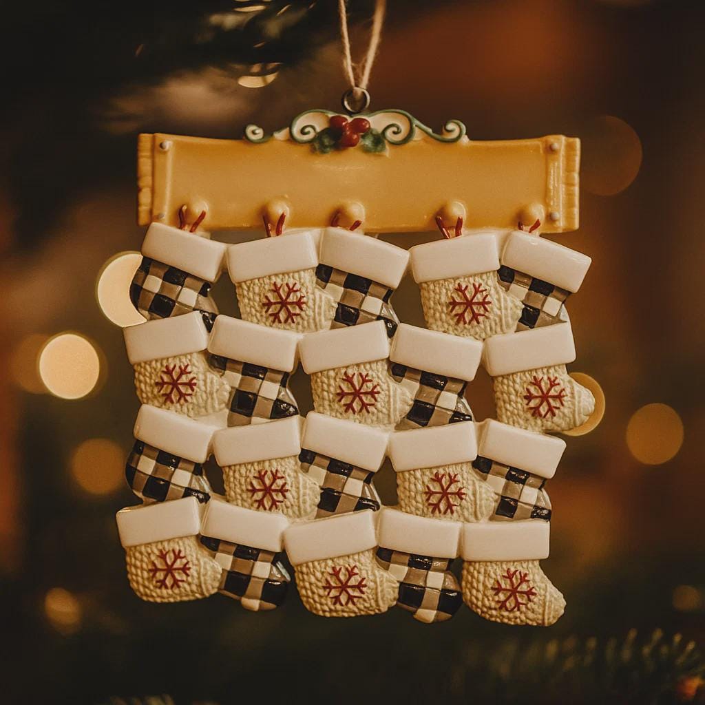 Personalized Family of 15 to 20 Christmas Stockings Ornament | Custom Keepsake