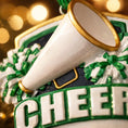 Load image into Gallery viewer, Decorative ornament with a megaphone and 'CHEER' text, likely for a cheerleading theme.

