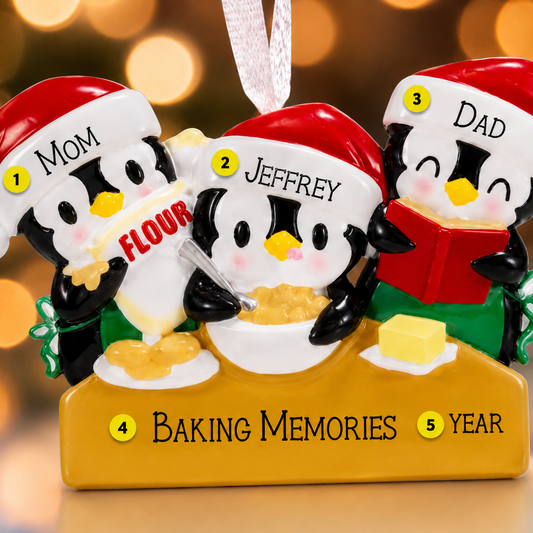 family of 3 ornament with penguiens 