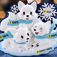 Load image into Gallery viewer, Personalizable dog ornament with name tags on a blurred background
