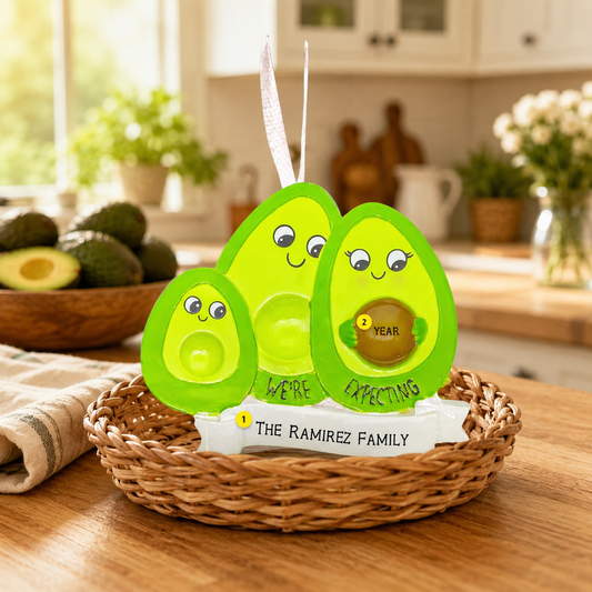 Expecting Avocado Family Ornament | Personalized Christmas Gift