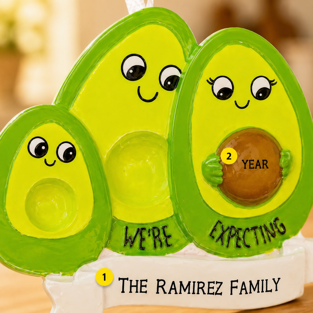 Expecting Avocado Family Ornament | Personalized Christmas Gift