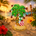 Load image into Gallery viewer, Decorative palm tree ornament with lights and 'Hawaii Best Vacation Ever!' text on a blurred hawaii theme background
