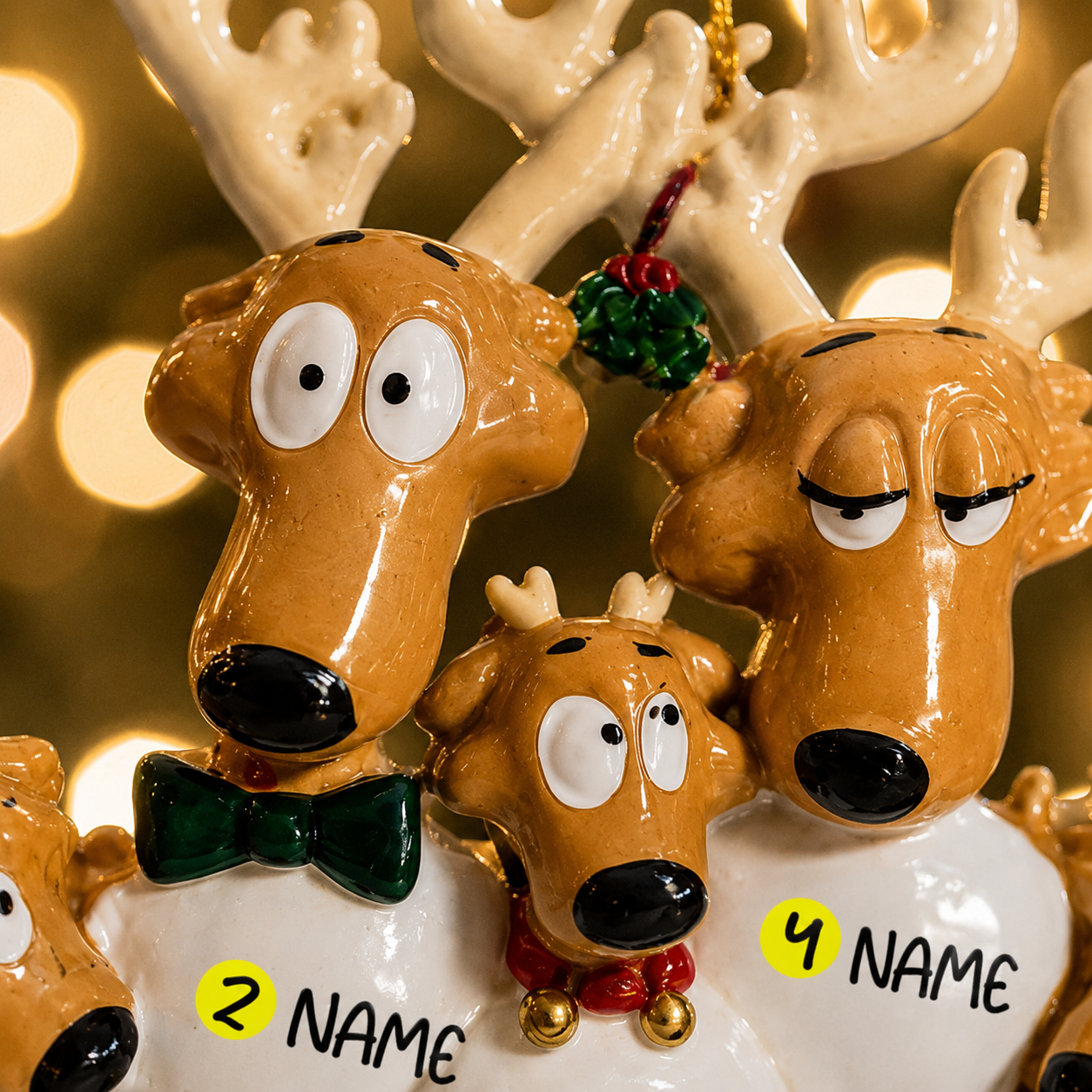 Family of 5 Reindeer Christmas Ornament | Personalized Snow Family Decor | Custom Names Year Holiday Keepsake