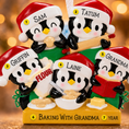 Load image into Gallery viewer, Family of 5 Penguin Baking Ornament | Personalized Kitchen Theme Keepsake | Handwritten Holiday Decoration
