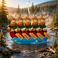 Load image into Gallery viewer, Decorative ornament of moose in a canoe with names on a natural background
