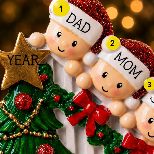 Personalized Family of 5 Christmas Ornament | Handwritten Names