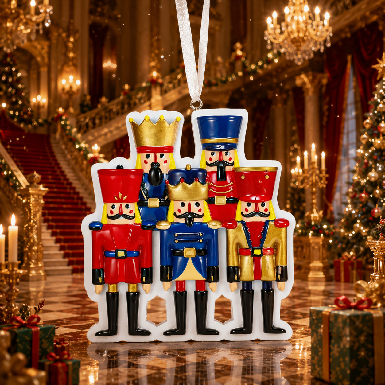 Family of 5 Nutcracker Ornament | Personalized Name Ornament | Handwritten Custom Design | Holiday Mantel Decoration