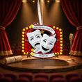 Load image into Gallery viewer, Decorative ornament with theater masks on a stage background
