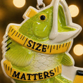 Load image into Gallery viewer, Decorative ornament of a fish with a measuring tape around it, featuring the text 'SIZE MATTERS'.
