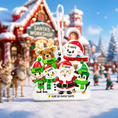 Load image into Gallery viewer, Personalized Christmas ornament with Santa Claus, reindeer, and penguins in front of a Santa's Workshop background.
