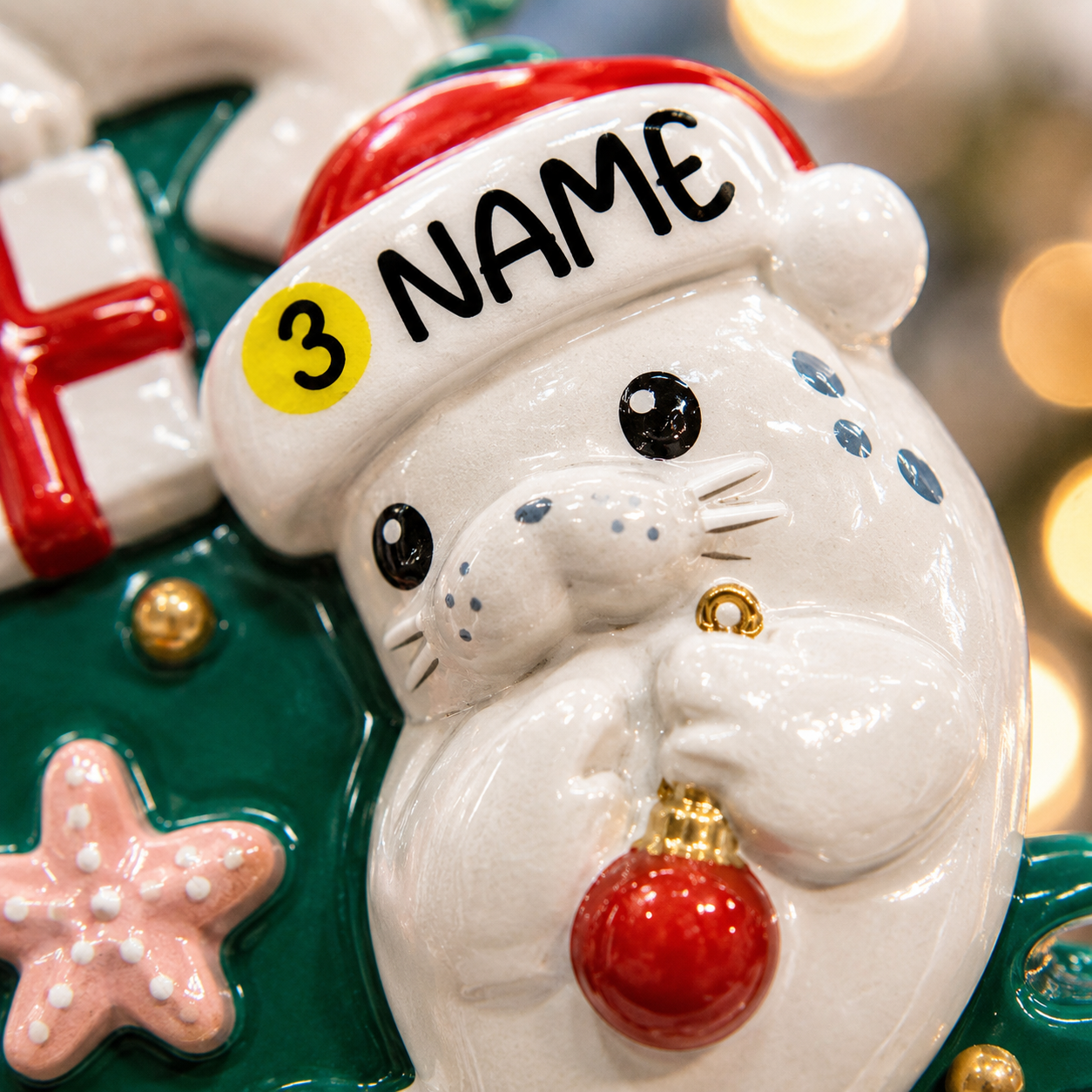 Seal Family of 6 Christmas Ornament | Personalized Ocean Theme Decor