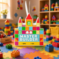 Load image into Gallery viewer, Colorful toy castle with 'Master Builder' label on a play mat, surrounded by building blocks in a room.
