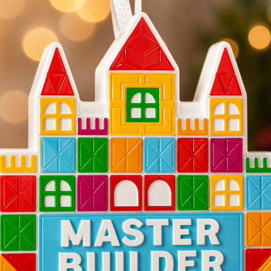 Master Builder Ornament | Kids Room Decor | Building Blocks Gift | Christmas Ornament | Personalized Holiday Keepsake