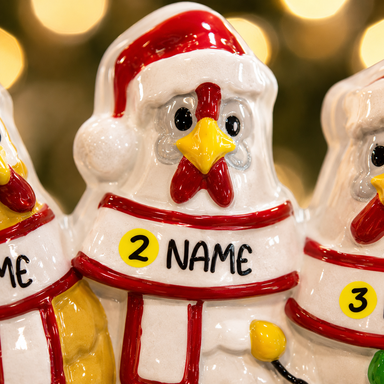 Personalized Chicken 3 Family Ornament | Farmhouse Christmas Decor