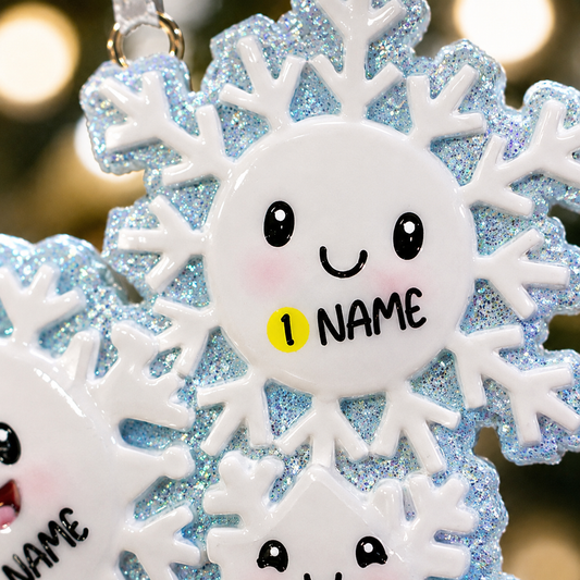Family of 3 Snowflake Ornament | Personalized Christmas Ornament | Custom Name Winter Decoration | Holiday Keepsake for Families