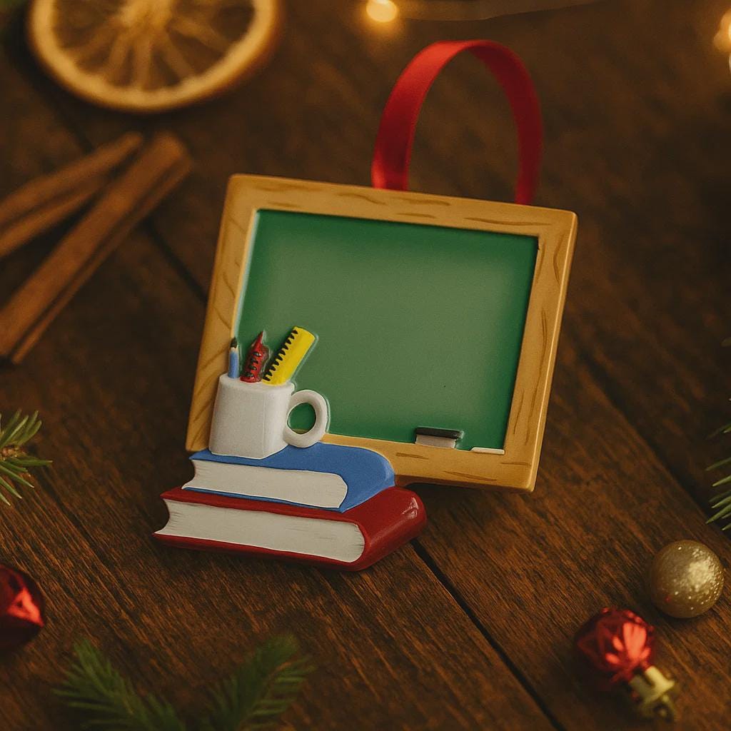 Personalized Teacher Apple Ornament | Custom Name and Year Christmas Gift | Teacher Appreciation Holiday Keepsake