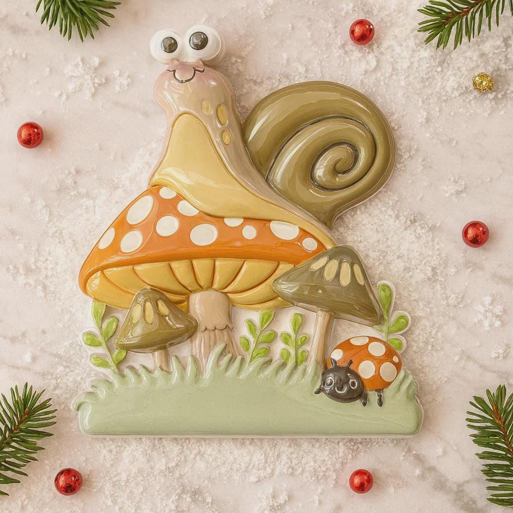 Personalized Snail & Mushroom Ornament | Custom Name Woodland Keepsake