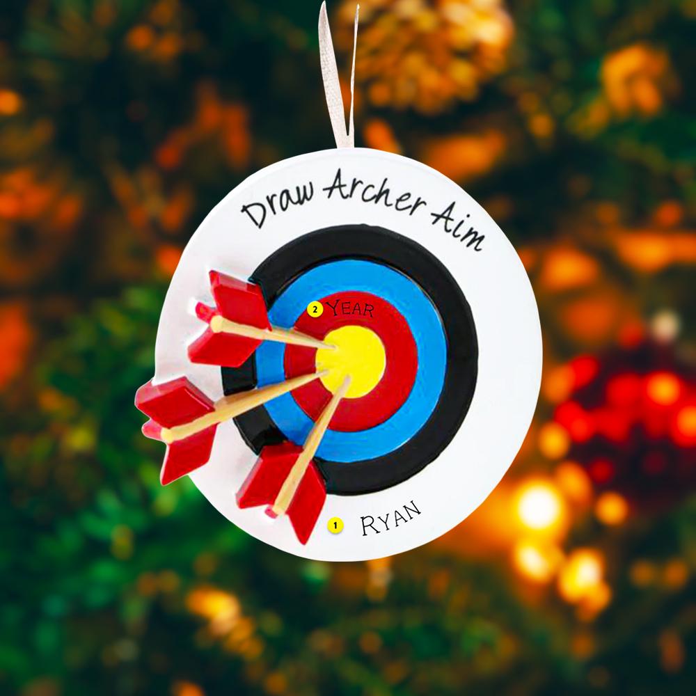 Personalized archery ornament featuring a colorful target and arrows design, customized with a name and year. Perfect for archery lovers, hunters, target shooting fans, and outdoor sports enthusiasts. This unique Christmas ornament celebrates precision, focus, and passion for archery, making it a meaningful holiday keepsake or gift for athletes, hobbyists, and competitive shooters.
