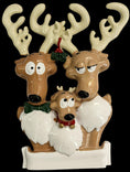 Load image into Gallery viewer, Family of 3 Reindeer Ornament | Personalized Christmas Gift | Custom Names Holiday Decor | Winter Keepsake
