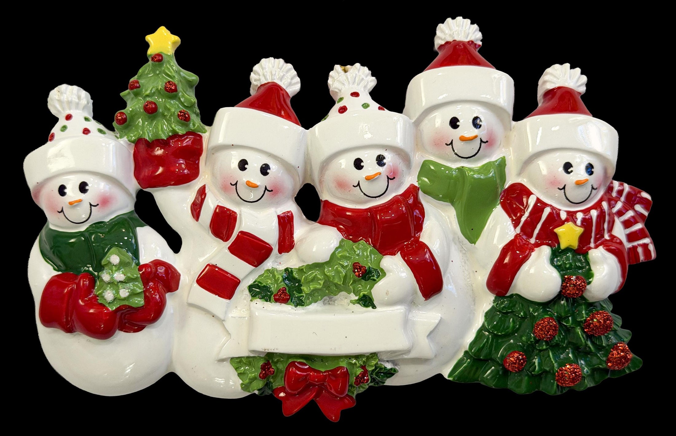 Family of 5 Christmas Snowman Ornament | Personalized Snow Family Decor | Custom Names Year Holiday Keepsake