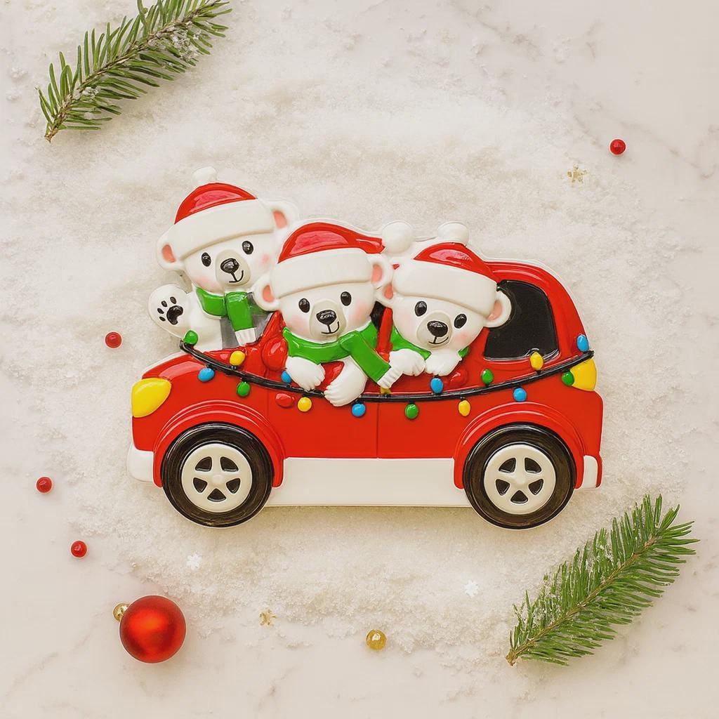 Personalized 3 Family Ornament Polar Bear| Personalized Christmas Keepsake