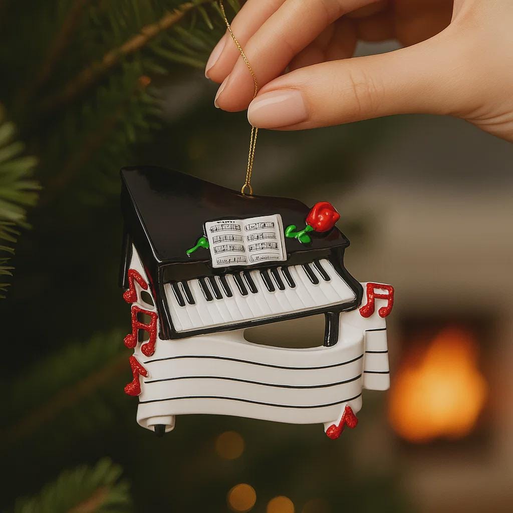Personalized Grand Piano Christmas Ornament | Music Teacher Gift | Raised 3D Ornament
