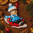 Load image into Gallery viewer, Personalized Boy Sled Christmas Ornament | Holiday Keepsake Gift | Snow Tube Boy Toddler Present
