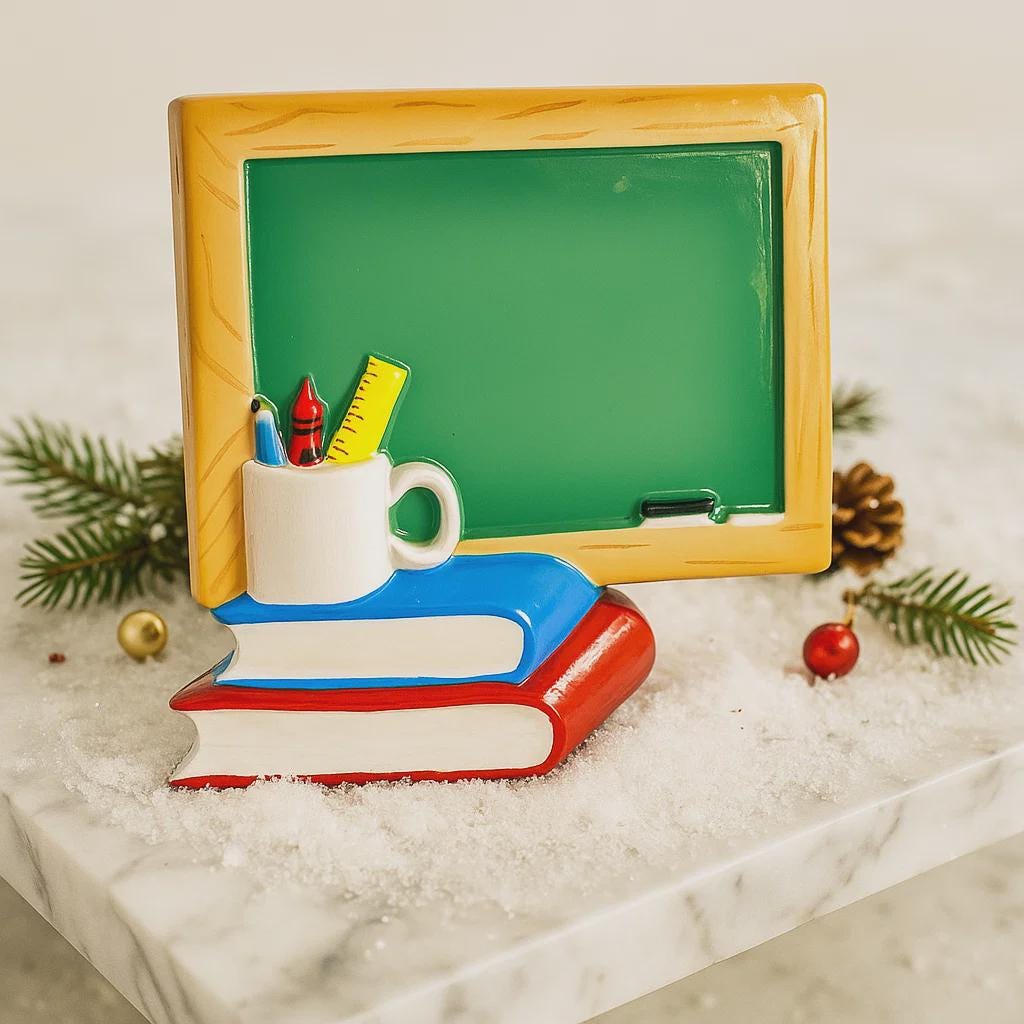 Personalized Teacher Apple Ornament | Custom Name and Year Christmas Gift | Teacher Appreciation Holiday Keepsake