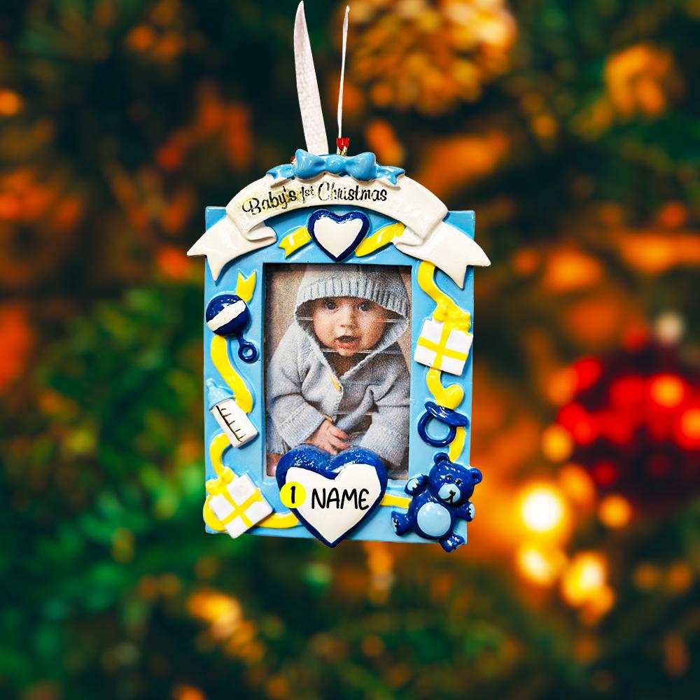 Personalized Baby's First Christmas Photo Frame Ornament