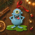 Load image into Gallery viewer, Personalized Blue Monster Christmas Ornament | Custom Name & Year

