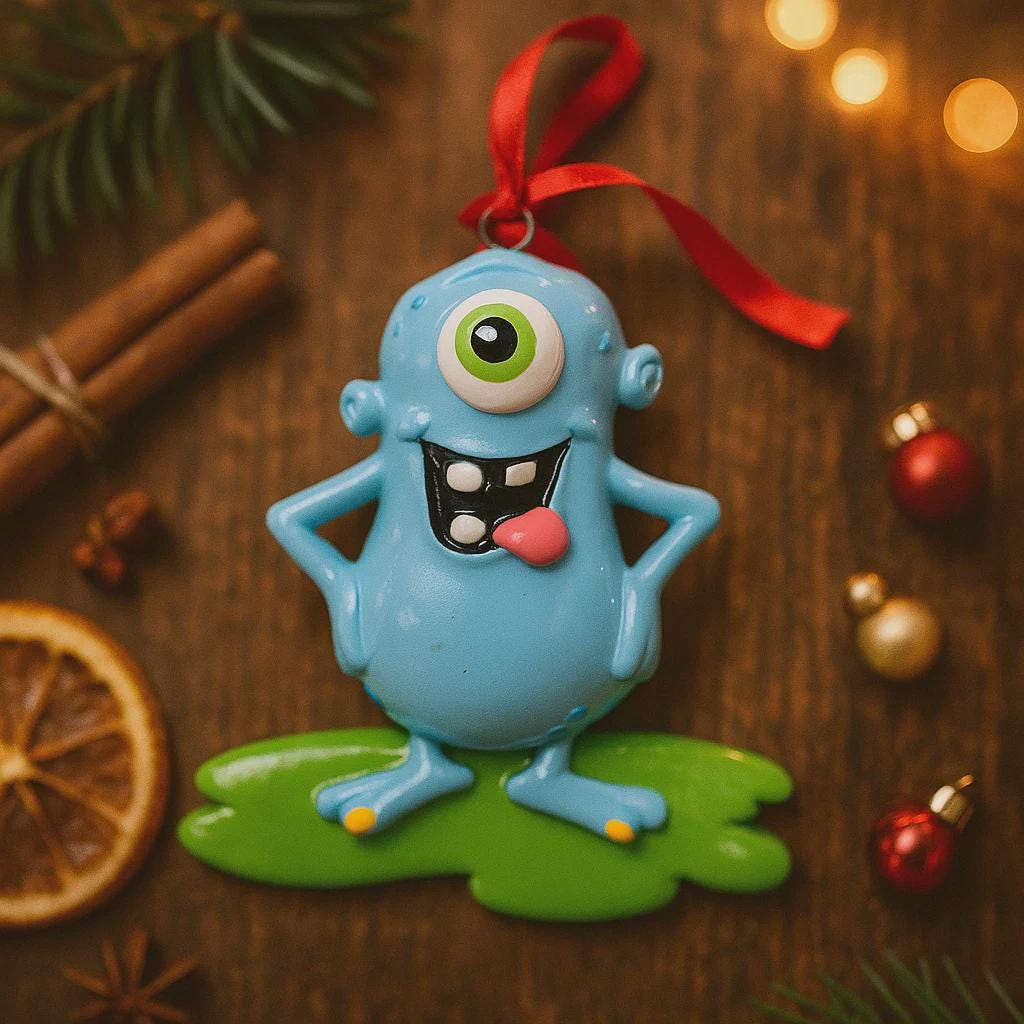Personalized Blue Monster Christmas Ornament | Custom Name & Year